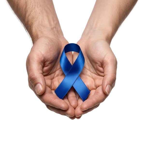 hands holding blue mens health awareness ribbon