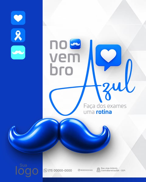 NOVEMBRO AZUL MÊS DE COMBATE AO CÂNCER DE PRÓSTATA SOCIAL MEDIA PSD EDITÁVEL 4