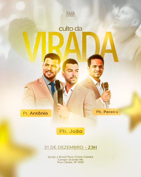 FLYER GOSPEL CULTO DA VIRADA - PSD FEED