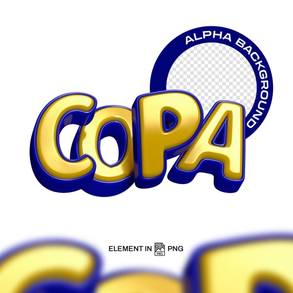 TEXTO 3D COPA DOURADO E AZUL TEMA FUTEBOL BRASIL