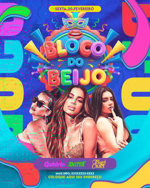 FLYER PARA EVENTOS BLOCO DO BEIJO FEED