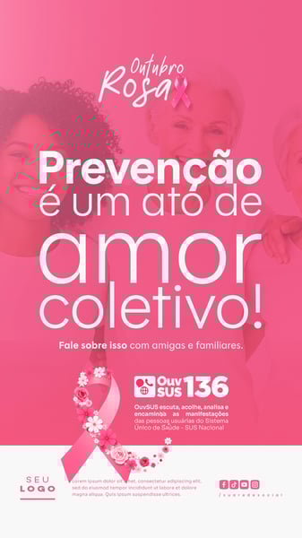 OUTUBRO ROSA CAMPANHA INTERNACIONAL DE CONSCIENTIZAÇÃO PARA O CONTROLE DO CÂNCER DE MAMA SOCIAL MEDIA PSD EDITÁVEL STORY 7