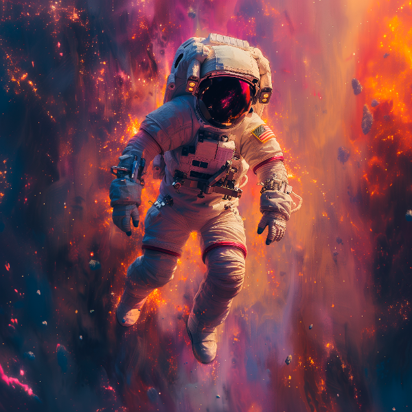 ASTRONAUTA NA ESPAÇO | COM LUZES NEON | FAÍSCAS | IMAGEM BACKGROUND