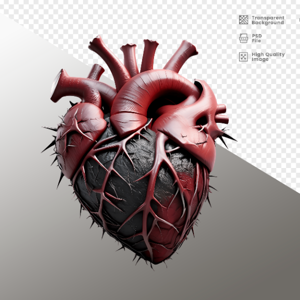 CORAÇÃO COM ESPINHOS  ELEMENTO 3D PARA COMPOSIÇÃO - HEART
