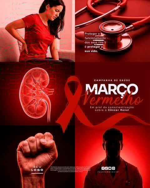MARÇO VERMELHO CAMPANHA DE CONSCIENTIZAÇÃO SOBRE O CÂNCER RENAL E SAÚDE DOS RINS SOCIAL MEDIA PSD EDITÁVEL 5