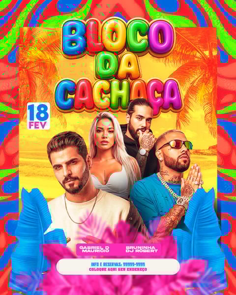 FLYER PARA EVENTOS BLOCO DA CACHAÇA FEED