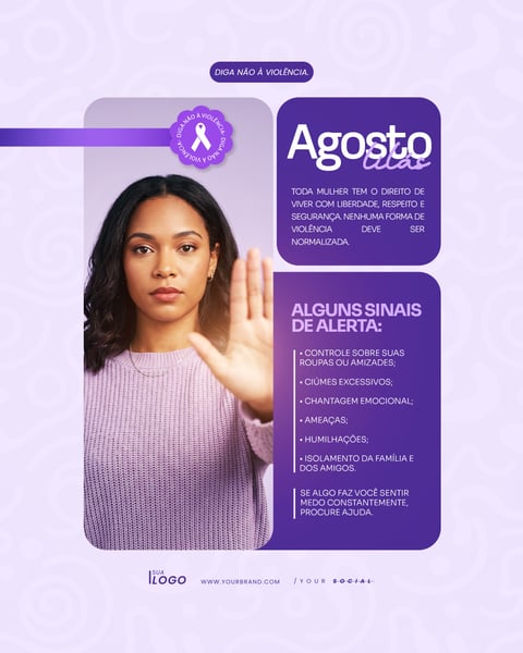 AGOSTO LILÁS CAMPANHA COMBATE À VIOLÊNCIA CONTRA A MULHER SOCIAL MEDIA PSD EDITÁVEL 10