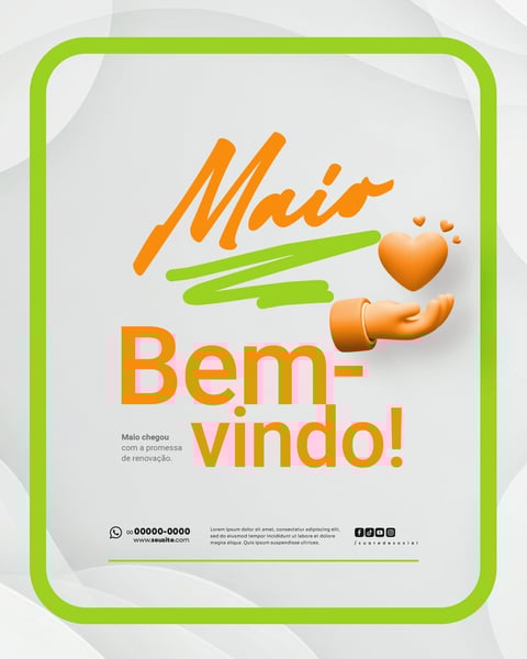 BEM VINDO MAIO SAUDAÇÃO MÊS SOCIAL MEDIA POST EDITÁVEL FEED
