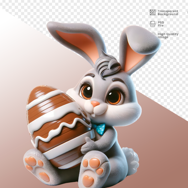 COELHO DA PÁSCOA  ELEMENTO 3D PARA COMPOSIÇÃO - COELHO COM CHOCOLATE