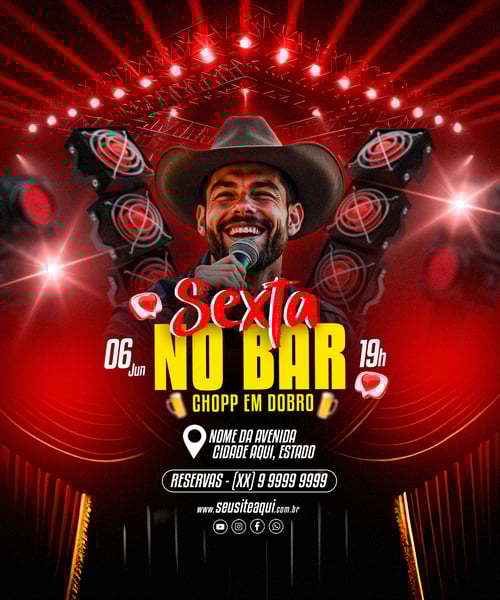 FLYER EVENTO MÚSICA SEXTA NO BAR SERTANEJO REDES SOCIAIS