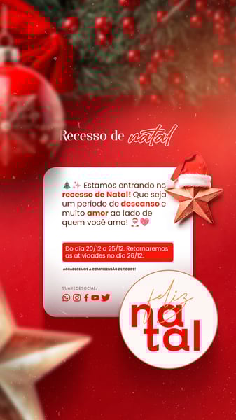 YIW SOCIAL MEDIA FELIZ NATAL STORY ESTAMOS ENTRANDOEM RECESSO DE NATAL! QUE SEJA UM PERIODO DE DESCANSO E MUITO AMOR