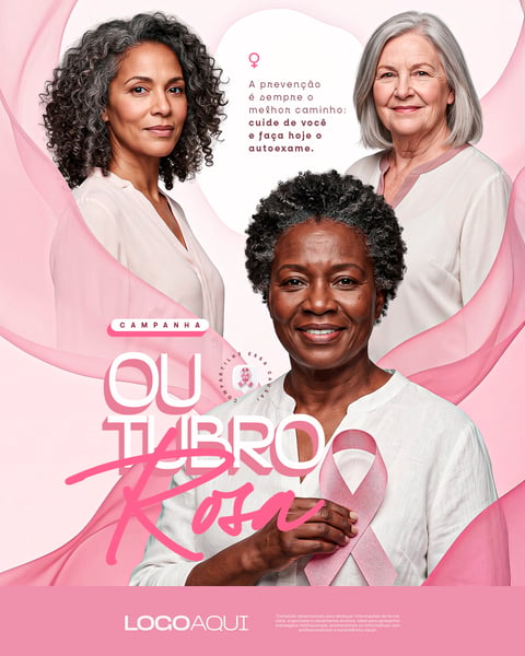 OUTUBRO ROSA AUTOEXAME E PREVENÇÃO SOCIAL MEDIA FLYER PSD EDITÁVEL