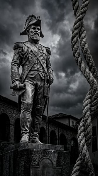 ESTÁTA DE TIRADENTES COM UMA CORD A AO LADO PENDURADA 3