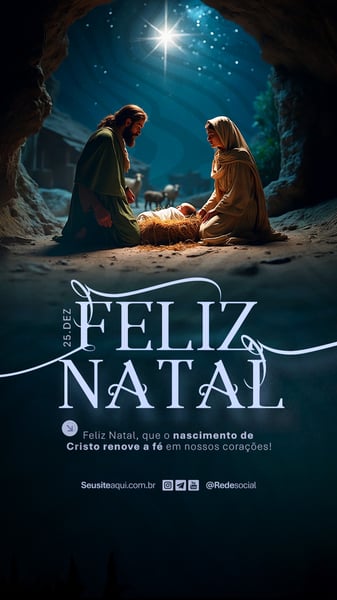 FELIZ NATAL RELIGIOSO 25 DE DEZEMBRO SOCIAL MEDIA PSD EDITÁVEL