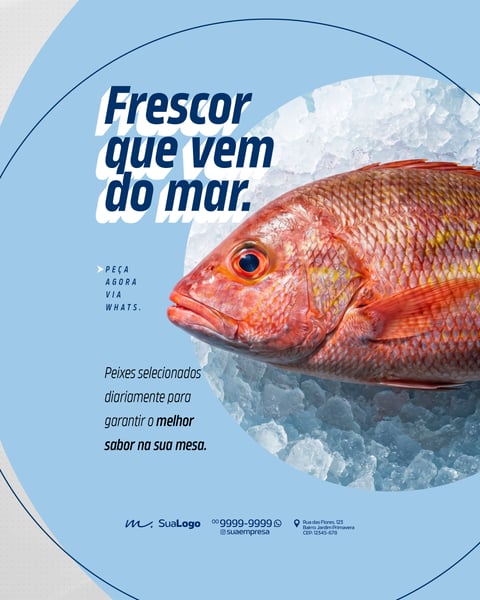 PEIXARIA PROMOÇÃO DE FRUTOS DO MAR E PEIXE FRESCO SOCIAL MEDIA PSD EDITÁVEL 1
