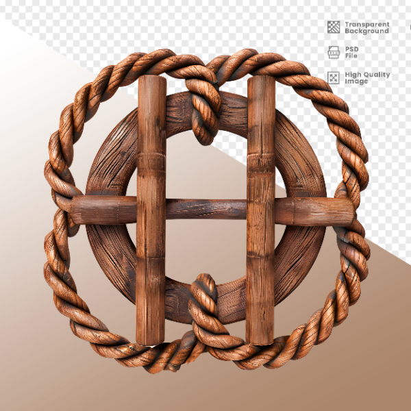 CÍRCULO MADEIRA E CORDA  ELEMENTO 3D PARA COMPOSIÇÃO - WOOD