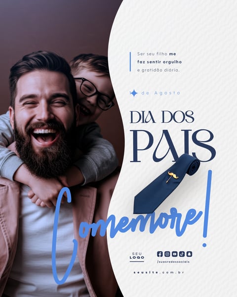 DIA DOS PAIS AGOSTO SOCIAL MEDIA POST EDITÁVEL FEED