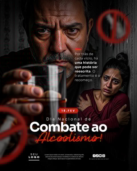 DIA NACIONAL DE COMBATE AO ÁLCOOLISMO 18 DE FEVEREIRO SOCIAL MEDIA PSD EDITÁVEL 4