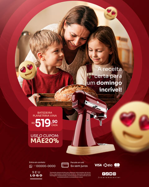 Oferta Batedeira Planetária Eletrodomésticos Dia das Mães Social Media PSD Editável