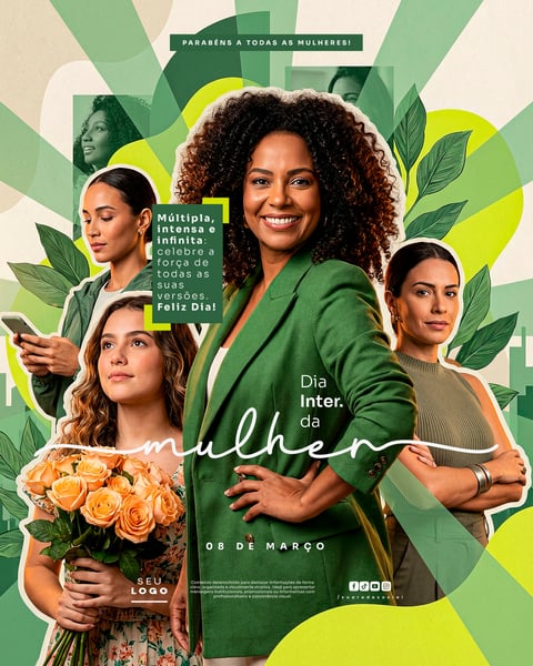 DIA INTERNACIONAL DA MULHER 08 DE MARÇO SOCIAL MEDIA PSD EDITÁVEL 1