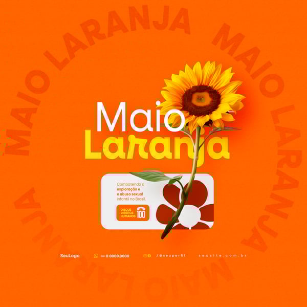 FMM MAIO LARANJA PROTEÇÃO A CRIANÇA CAMPANHA SOCIAL MEDIA POST PSD TEMPLATE 7