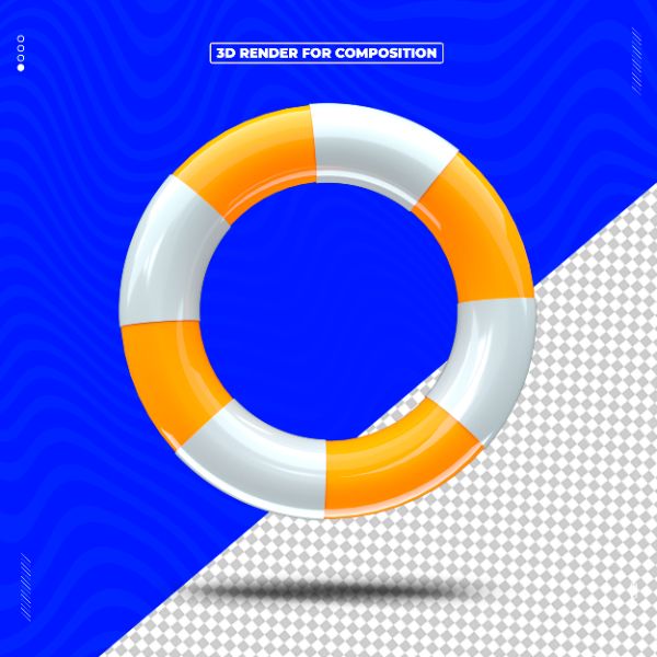 BÓIA SALVA VIDAS 3D PARA COMPOSIÇÃO