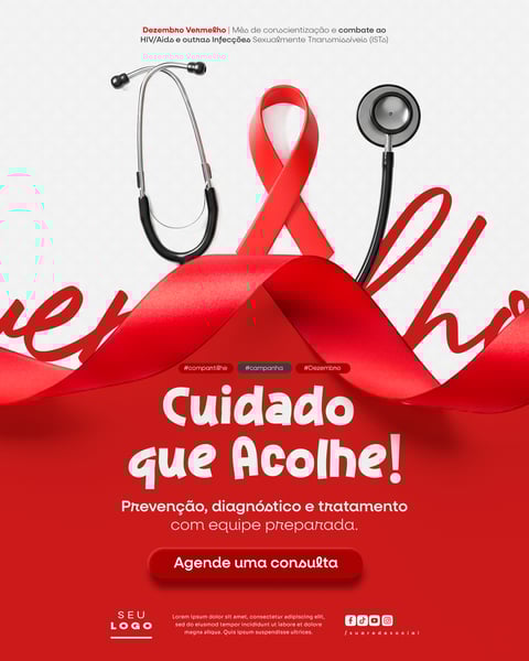 DEZEMBRO VERMELHO MÊS DE LUTA CONTRA A AIDS HIV E OUTRAS IST SOCIAL MEDIA PSD EDITÁVEL 3