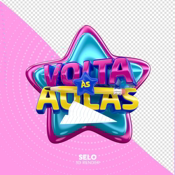 SELO 3D VOLTA ÀS AULAS ESCOLA PNG