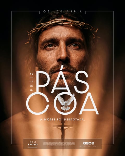 FELIZ PÁSCOA 05 DE ABRIL CRISTÃO SOCIAL MEDIA PSD EDITÁVEL 5
