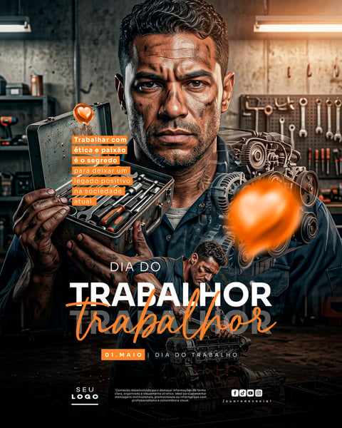 DIA DO TRABALHADOR 01 DE MAIO SOCIAL MEDIA PSD EDITÁVEL 1