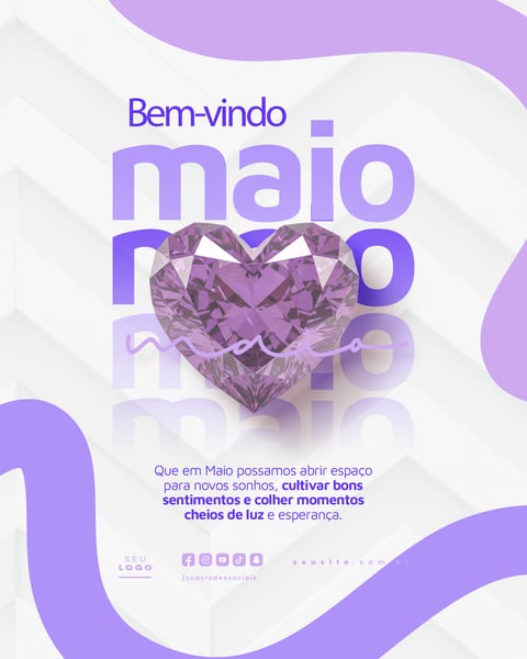 BEM VINDO MAIO SAUDAÇÃO MÊS SOCIAL MEDIA POST EDITÁVEL FEED