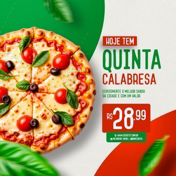 FEED HOJE TEM QUINTA DA CALABRESA PIZZARIA SOCIAL MEDIA PSD EDITÁVEL