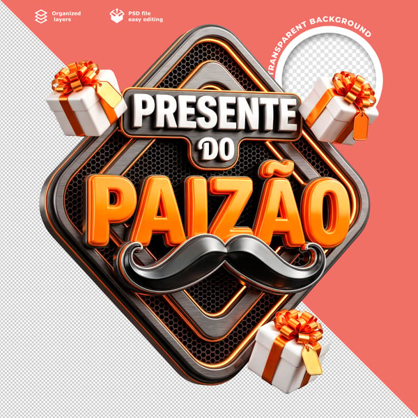 POST FEED PRESENTE DO PAIZÃO NATAL FESTIVO MODERNO DOURADO E ROSA PSD EDITÁVEL