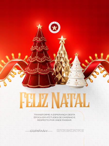 FELIZ NATAL ÁRVORES VERMELHA E DOURADA SOCIAL MEDIA FLYER PSD EDITÁVEL