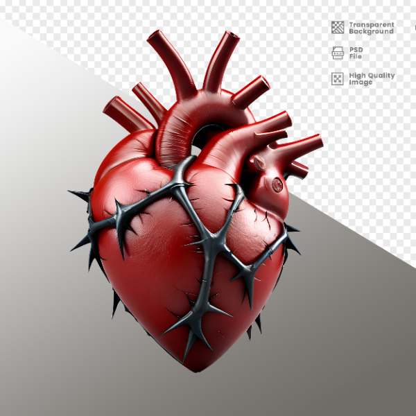 CORAÇÃO COM ESPINHOS  ELEMENTO 3D PARA COMPOSIÇÃO - HEART