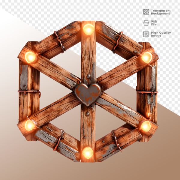CÍRCULO DE MADEIRA COM LUZ - ELEMENTO 3D PARA COMPOSIÇÃO - WOOD