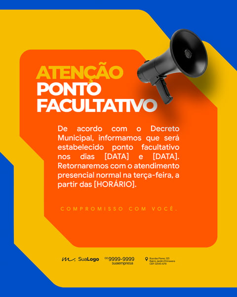 AVISO DE PONTO FACULTATIVO COM MEGAFONE PSD EDITÁVEL