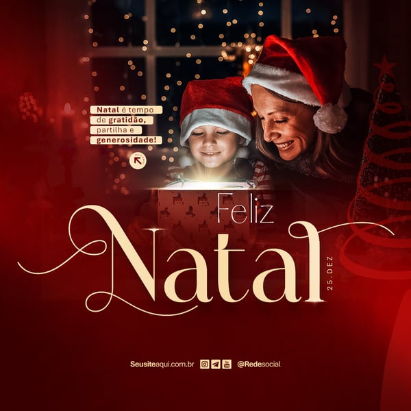 FELIZ NATAL 25 DE DEZEMBRO SOCIAL MEDIA PSD EDITÁVEL