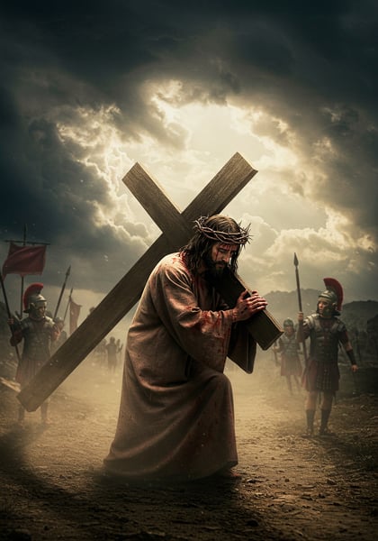 KYX IMAGEM DE CRISTO CARREGANDO A CRUZ SEMBLANTE DE DOR PARA COMPOSIÇÃO 2