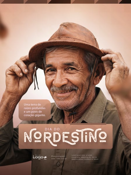 DIA DO NORDESTINO HOMEM COM CHAPÉU DE COURO SOCIAL MEDIA FLYER PSD EDITÁVEL