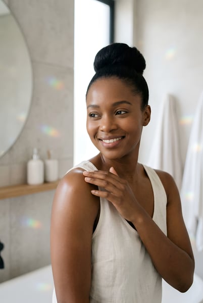 LINDA MULHER NEGRA COM A PELE LISA E SUAVE