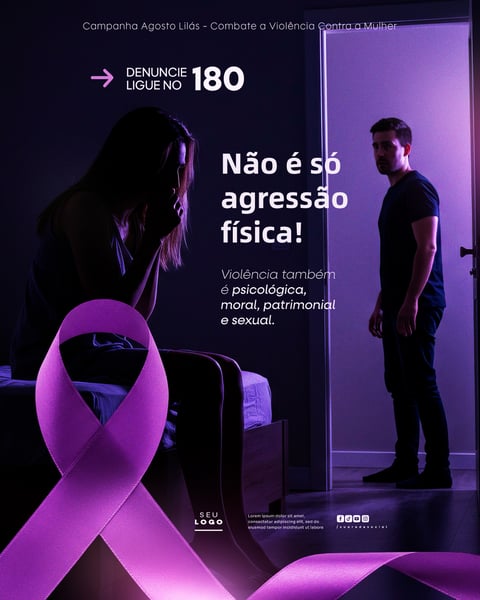 AGOSTO LILÁS CAMPANHA DE CONSCIENTIZAÇÃO AO COMBATE A VIOLÊNCIA CONTRA A MULHER SOCIAL MEDIA PSD EDITÁVEL 12