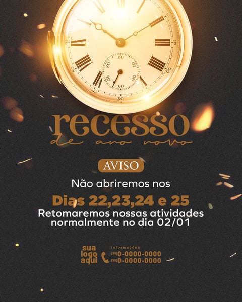 AVISO HORÁRIO DE FUNCIONAMENTO RECESSO DE ANO NOVO FEED