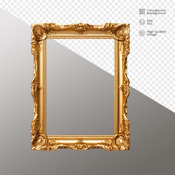 ELEMENTO 3D QUADRO ANTIGO DOURADO LUXUOSO
