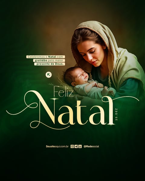 FELIZ NATAL RELIGIOSO 25 DE DEZEMBRO SOCIAL MEDIA PSD EDITÁVEL