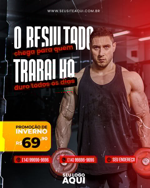 POST - ACADEMIA - O RESULTADO CHEGA PARA QUEM TRABALHA DURO TODOS OS DIAS!