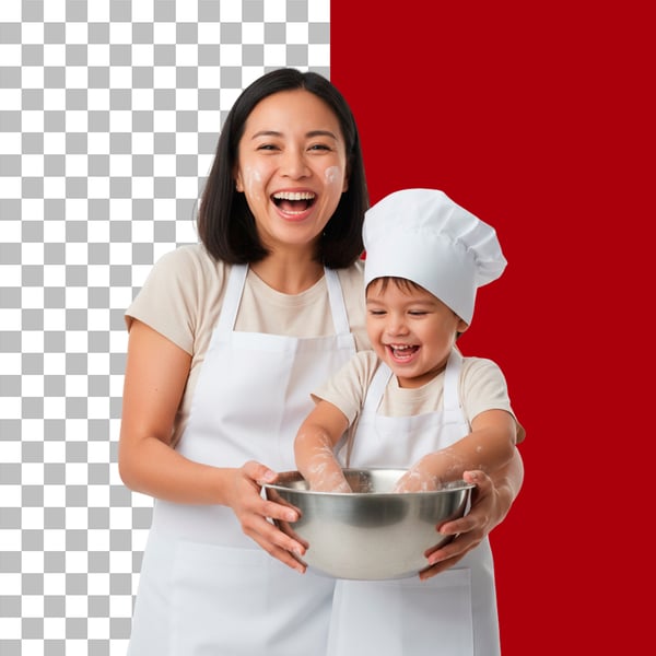 IMAGEM PARA COMPOSIÇÃO MÃE E FILHA COZINHANDO JUNTAS PNG