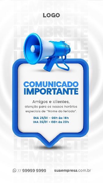 SOCIAL MEDIA PARA AVISOS E COMUNICADOS - AZUL