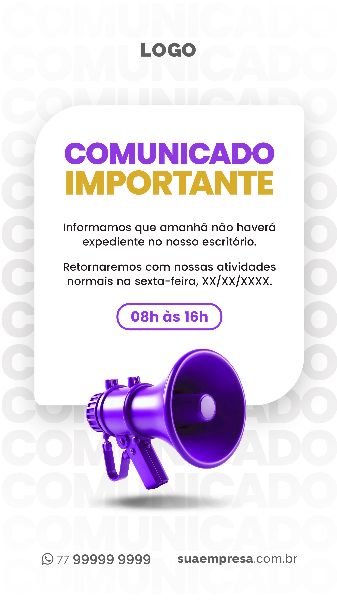SOCIAL MEDIA PARA AVISOS E COMUNICADOS - ROXO AMARELO