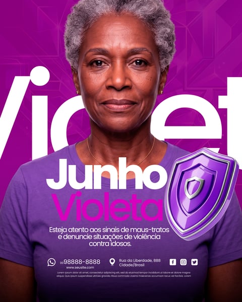 SOCIAL MEDIA JUNHO VIOLETA MÊS DE CONSCIENTIZAÇÃO DA VIOLÊNCIA CONTRA A PESSOA IDOSA PSD EDITÁVEL 2